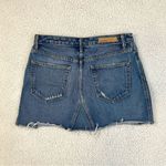 GRLFRND  Eva Mini Medium Wash Distressed Denim A-Line Skirt Size 29 Photo 1