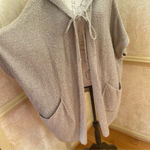 VELVET By Graham & Spencer women's hoodie long open front cardigan wool blend S Tan Photo 4