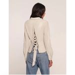 Heartloom  Faux Leather Cream Top Size XS with Lace up Back NWT Photo 1