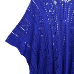 Zyia  Active Crochet Open Knit Knitted Cover Up Poncho Size XL Blue Beach Boho Photo 2