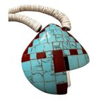 Santo Domingo Shell Festival Necklace with Block Turquoise Blue Photo 2