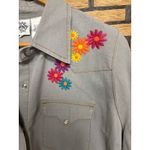 Ivy Jane  Gray Floral Embroidered  Pearl Snap Button Down Dress Size XL Photo 2