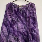 Jennifer Lopez Purple Snakeskin Print Blouse Flowy w/ Keyhole - Size M Photo 0