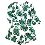 Piyama Monstera rayon romper, ruffle sleeves and hem, SIZE XL, EUC Green Photo 0
