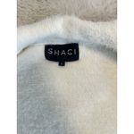 Shaci Blue Womens White Button Up Collared Furry Cropped Jacket Small Photo 9