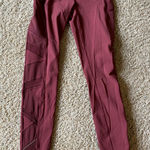 Lululemon  Burgundy Full-Length Leggings | Size 6 | Mesh detailing on sides Photo 0