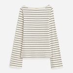Madewell NWT  Ribbed Long-Sleeve Boatneck Top in Stripe Black Winter White XXS Photo 5