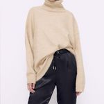 ZARA  SATIN PAJAMA STYLE Skinny PANTS W/ DRAWSTRING BLACK SIZE S NEW Photo 3