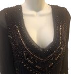 French Connection  Beaded Shift Dress Sheer Back Navy Blue Size 8 Party E… Photo 5