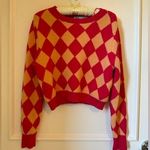 ZARA  diamond harlequin soft cropped sweater top large Photo 0