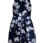 Carmen Marc Valvo Navy White Sleeveless Floral Print Knee-Length Dress size 0-2 Photo 2