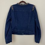 Boston Proper Blue Chain Neck Detail Chic Denim Jacket Size Large Photo 5