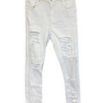 ASOS White Skinny Jeans Distressed Denim Raw Hem Size 28 Photo 0