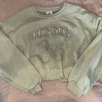 NWT Green Cropped London Crystal Sweater Size L Photo 0