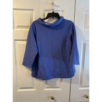 Talbots Tunic Blue Portrait Neckline Back Button Up Long Sleeves Top Sz L Photo 10