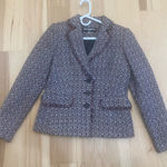 Karl Lagerfeld  pink and black tweed blazer Sz 4 with ruffle pockets Photo 0