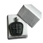 Brushed silver cross pendant medieval style pendant Silver Photo 0