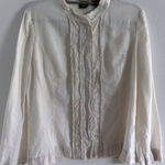 S5A Jacket Womens 16 Cream Linen Button Artsy Lagenlook Minimalist Capsule Photo 0