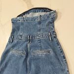 EXPRESS  Strapless Wide Leg Cargo Denim Jean Jumpsuit Womens 12 Light Blue Wash Photo 13
