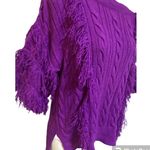 Pacific&Co NY & Fringe Purple oversized Sweater cable knit wide 3/4 sleeve women size S Photo 1