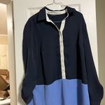 Talbots  Navy and White Blouse Photo 0