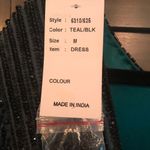 Handmade Cocktail Dress Blouson Black/Green Embellished Open Back Boat Neck Mini Medium Photo 6