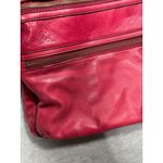 Fossil  Explorer‎ Tote Dark Pink Leather Foldover Crossbody Purse Photo 3
