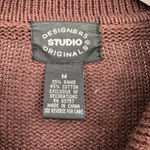 Vintage Designers Originals Zip Brown‎ Tan Leaf Embroidered Sweater Size Medium Brown Photo 7