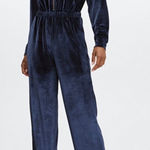 Fabletics blue velvet straight leg jumpsuit size xxl Photo 0