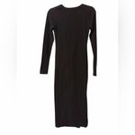 Sundry  Black Long Sleeve Twist Front Midi Dress Photo 3