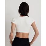 Madewell V-Neck Crop Textured Tee in Lighthouse Cream Size XL Photo 2