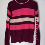 In Cashmere Pink Burgundy Stripe Long Sleeve Light Weight‎ Sweater XS Photo 0