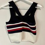Kendall + Kylie Women's Crop Stripe Sweater Tank Top Cross Back Size Med EUC Photo 4