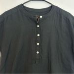 NWT Quince Gauze Short Roll Sleeve Button Front Black Top Size XS Photo 2