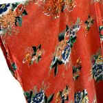 Angie  orange floral beach boho drape open kimono arm holes oversized cardigan SZ Photo 2