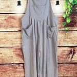 Wide Leg Jumpsuit Romper Women Large XL Flowy Boho Sleeveless Blue Cotton Blend Photo 0