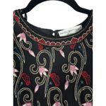Papell Boutique NWT Black Beaded Embroidered Silk Lined Top Floral Party Sequin Petite Medium Photo 2