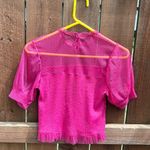 River Island Pink Sheer Puffed Sleeve Polka Dot Stretch Crop Top Photo 1