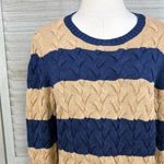 Lands' End  Drifter Cableknit Crewneck Sweater Navy/Tan-Medium Photo 1