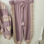 Love Shack Fancy  Jogger Lilac Chunky Bauble Knit Ribbed Alpaca/Wool Lounge Set L Photo 6