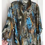 Indigo Rose Women's 2X Bold Abstract Feather Print Button Down Shirt Dress Tunic Brown Photo 4
