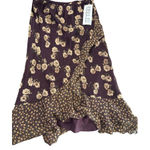 Robbie Bee Vintage NWT  Women's Brown 100% Silk Floral Print Maxi Skirt Size 12 Photo 0