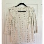 Fat Face Uk white ruffled front 3/4 sleeve blouse 4 Photo 5