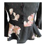 Allie Rose NWT- Beautiful black top with pink flowers, smocked back, 3/4 sleeves, ruffle bottom, brand new, size medium  Measurements: Bust: armpit to armpit 17-20 inches  Waist: side to side 14-16 inches  Length: shoulder seam to bottom 33 inches Photo 2