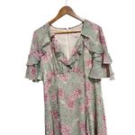 Gal Meets Glam Collection Shelby Floral Ruffle Maxi Dress Sage Pink Size 14 Green Photo 1