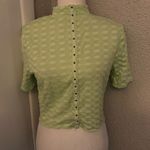 Free People Green Mock Neck Textured Button Closure Back T-Shirt S Casual Boho Photo 2