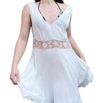 Free People Bohemian Beach Ivory Sheer Panel Swing Tank Slip Dress Medium Photo 0