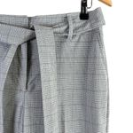 Joie  High Waist Belted Trouser Pants‎ in Neutral Grey Cream Plaid, Size 8 Photo 4