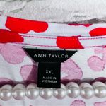Ann Taylor  Red Animal Print Short Sleeve V Neck Top Size XXL Photo 5