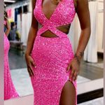 Berlin Nova  Pink Sequin Open Front Prom Dress Photo 2